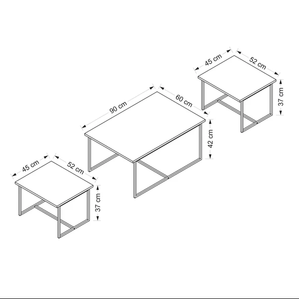 Minar Levada 3Lü Zigonlu Sehpa-Antrasit - Resim 8