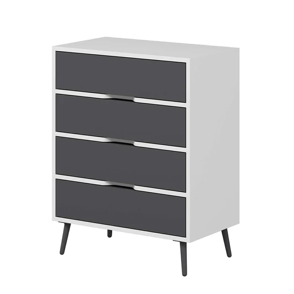 Minar Elina Ayaklı Şifonyer Beyaz-Antr - Resim 6