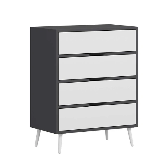 Minar Elina Ayaklı Şifonyer Antr-Beyaz - Resim 4