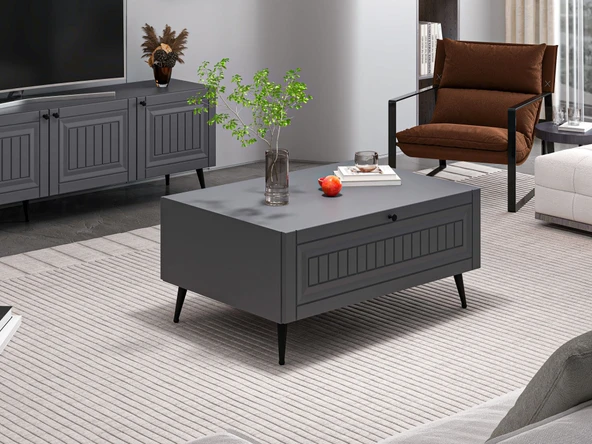 Minar Kale Orta Sehpa İlkbahar - Antrasit Antrasit - Resim 3