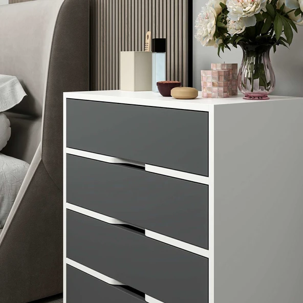 Minar Elina Ayaklı Şifonyer Beyaz-Antr - Resim 3