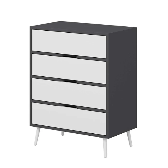 Minar Elina Ayaklı Şifonyer Antr-Beyaz - Resim 7