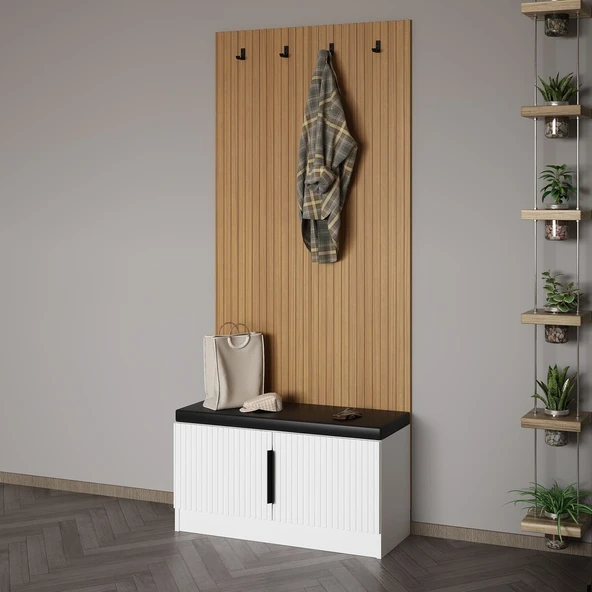 Minar Kale Dekor Panel Ayakkabılık Minderli Byz Mbrn Çizgili Byz - Resim 3