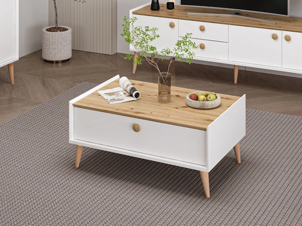 Minar Mitra Orta Sehpa-Beyaz-Artisan - Resim 2