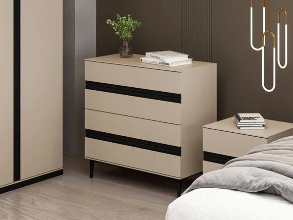 Minar Star Şifonyer 4C Soft - Kumtası Siyah - Resim 2