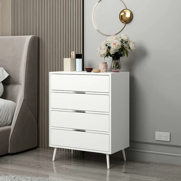 Minar Elina Ayaklı Şifonyer Beyaz-Beyaz ürün görseli