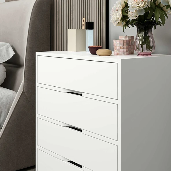 Minar Elina Ayaklı Şifonyer Beyaz-Beyaz - Resim 3