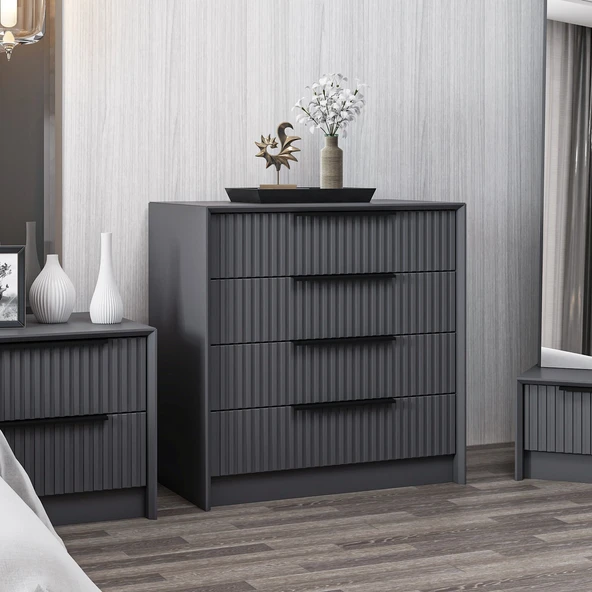 Minar Kale Luxe Soft 4Ç Mbrn Şifonyer-Antrasit - 2