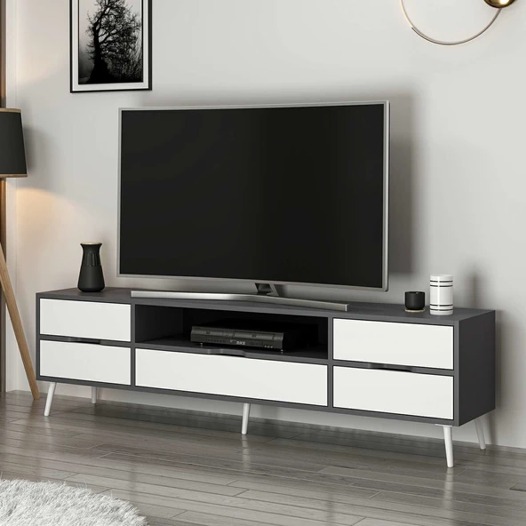 Minar Elina Ayaklı Tv Ünitesi Antr-Beyaz - Resim 2