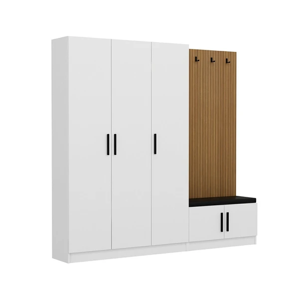 Minar Kale Dekor Panel 3 Kpk 1 Bölme Raf Port + Ayakkabılık Minderli Byz Byz - Resim 4