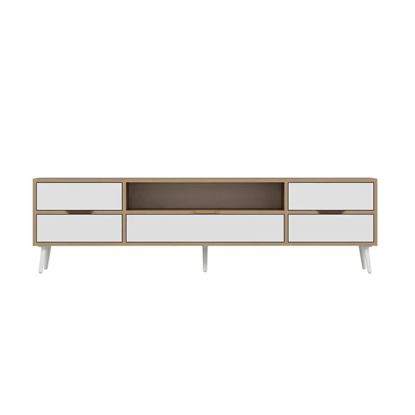 Minar Elina Ayaklı Tv Ünitesi Dore-Beyaz - Resim 6