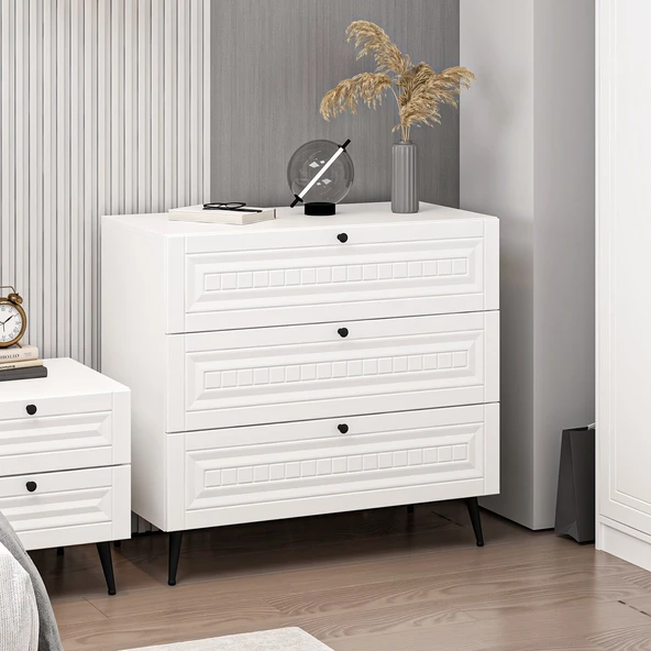 Minar Kale Şifonyer İlkbahar - Beyaz Beyaz - Resim 2