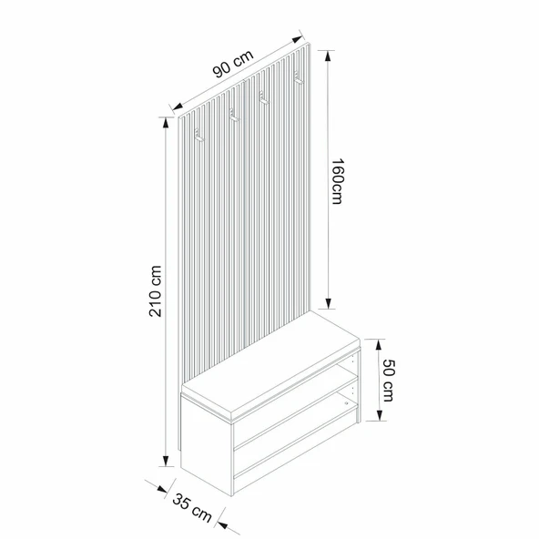 Minar Kale Dekor Panel Ayakkabılık Minderli Byz Mbrn Çizgili Antr - 8