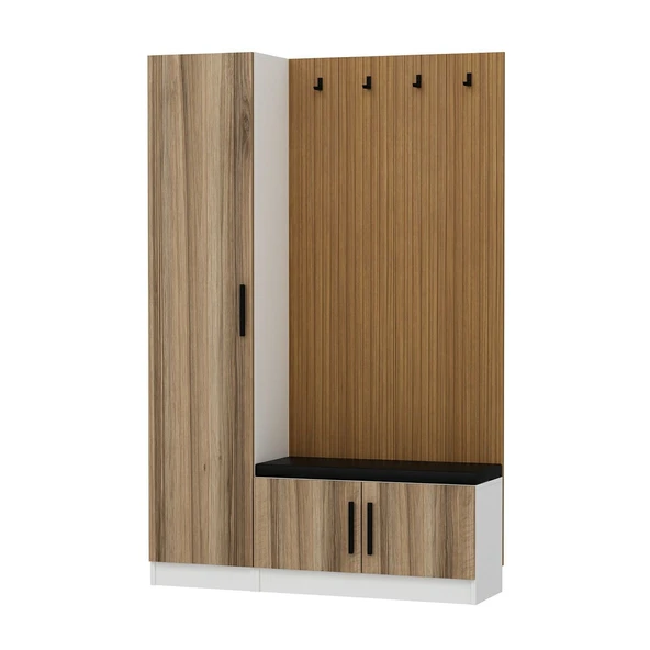 Minar Kale Dekor Panel 1 Kpk 1 Bölme Raf Port + Ayakkabılık Minderli Byz Dore - Resim 6