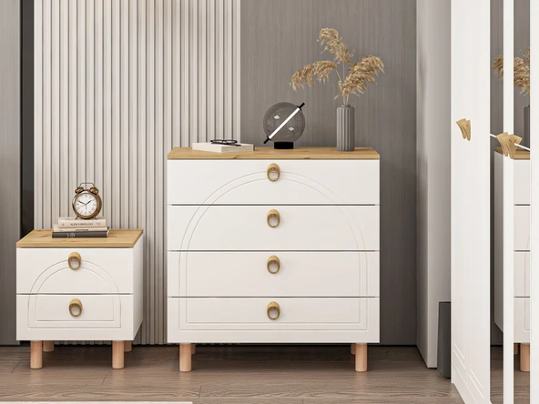 Minar Lotus Şifonyer 4 Çek-Artisan-Beyaz - Resim 2