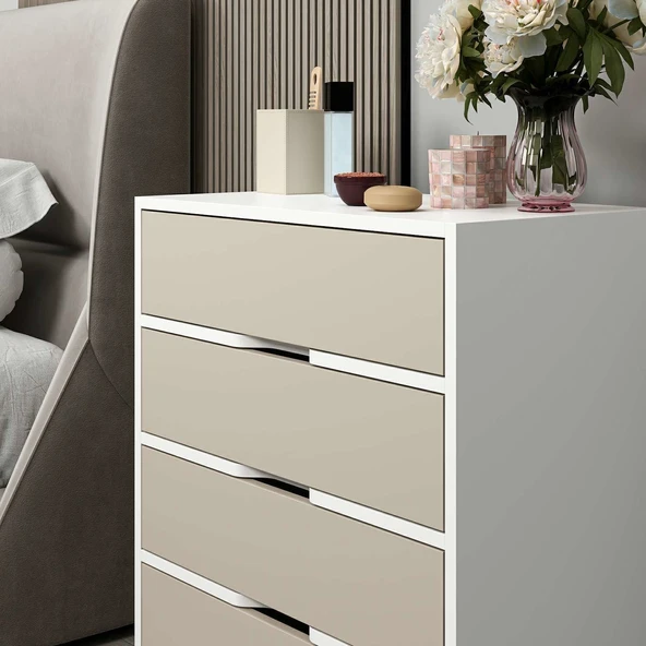 Minar Elina Ayaklı Şifonyer Beyaz-Kumtaşı - Resim 3