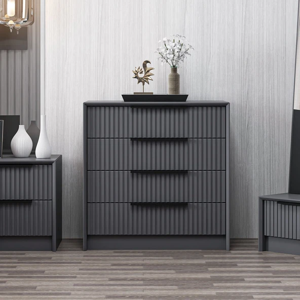 Minar Kale Luxe Soft 4Ç Mbrn Şifonyer-Antrasit - 3