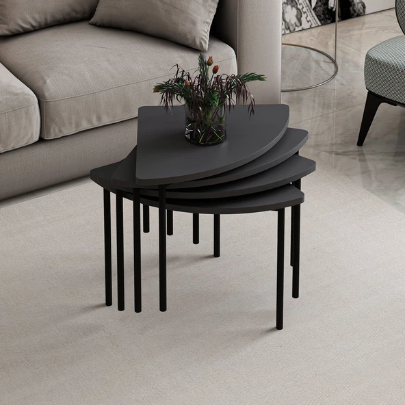 Minar Emma Zigonlu Orta Sehpa Takım-Antr Antr - Resim 4