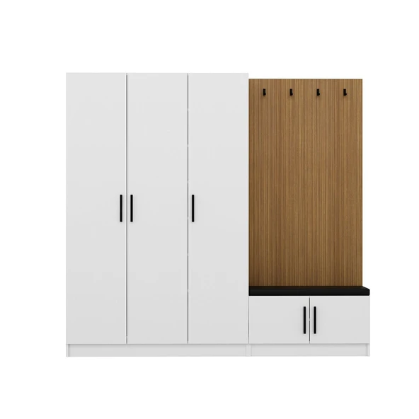 Minar Kale Dekor Panel 3 Kpk 1 Bölme Raf Port + Ayakkabılık Minderli Byz Byz - Resim 5