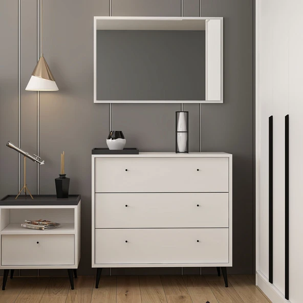 Minar Lara Şifonyer 3C - Beyaz - Resim 2