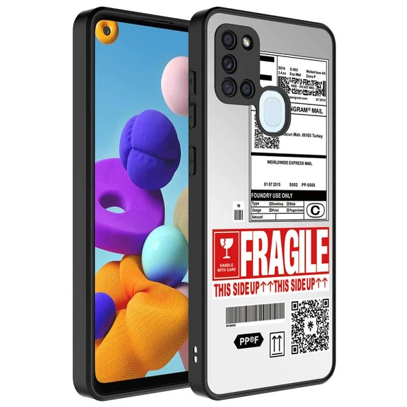 Samsung Galaxy A21S Ayna Görünümlü ve Desenli Şık Mirror Premium Kılıf Fragile