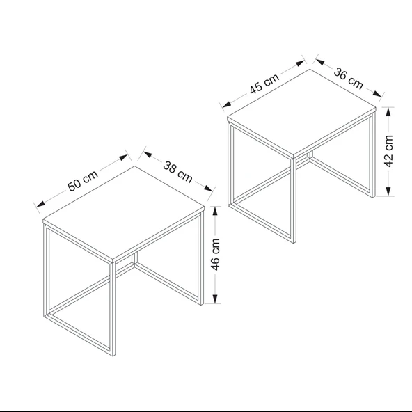 Minar Vera 2Li Zigon Sehpa-Dore - Resim 8