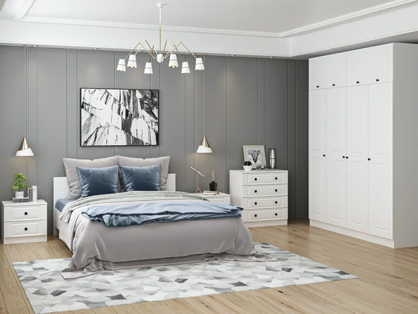 Minar Kale210 Yatak Odası Set 74 Beyaz Mebran - Resim 2