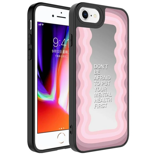 iPhone 8 Plus Ayna Görünümlü ve Desenli Şık Mirror Premium Kılıf Ayna