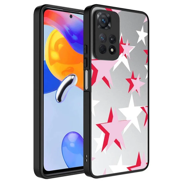 Redmi Note 11 Pro 5G Ayna Görünümlü ve Desenli Şık Mirror Premium Kılıf Yıldız