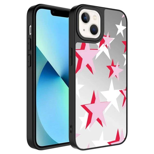 iPhone 13 Ayna Görünümlü ve Desenli Şık Mirror Premium Kılıf Yıldız
