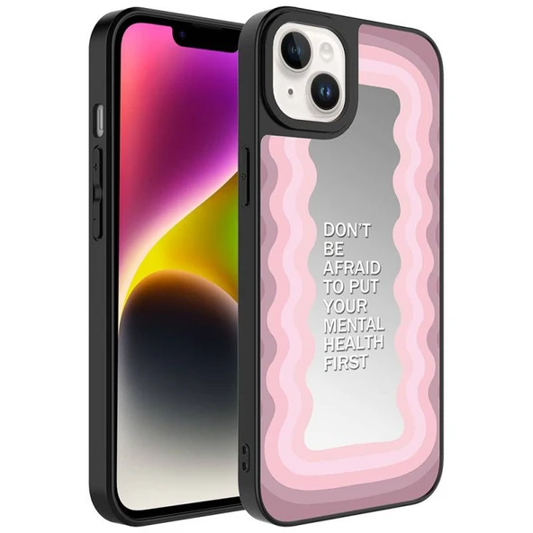 iPhone 14 Ayna Görünümlü ve Desenli Şık Mirror Premium Kılıf Ayna