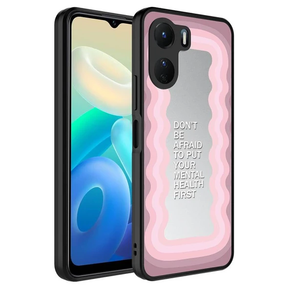 Vivo Y16 Ayna Görünümlü ve Desenli Şık Mirror Premium Kılıf Ayna