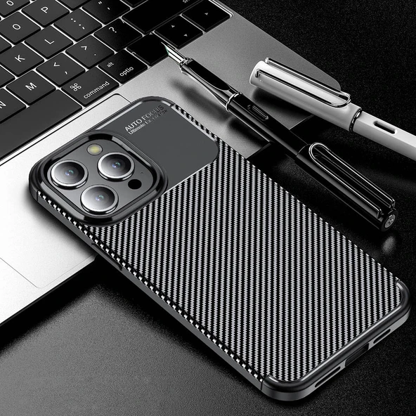 Huawei P Smart 2021 Kılıf Karbon Desenli Şık Negro Premium Silikon Kapak Kahverengi - 4