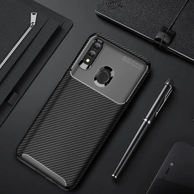 Huawei P Smart 2019 Kılıf Karbon Desenli Şık Negro Premium Silikon Kapak Siyah