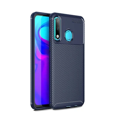 Huawei P30 Lite Kılıf Karbon Desenli Şık Negro Premium Silikon Kapak Lacivert