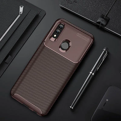 Huawei P Smart 2019 Kılıf Karbon Desenli Şık Negro Premium Silikon Kapak Kahverengi