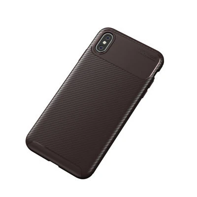 iPhone X Kılıf Karbon Desenli Şık Negro Premium Silikon Kapak Kahverengi