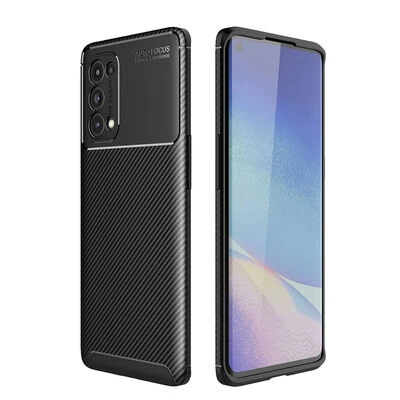 Oppo Reno 5 Pro 5G Kılıf Karbon Desenli Şık Negro Premium Silikon Kapak Siyah