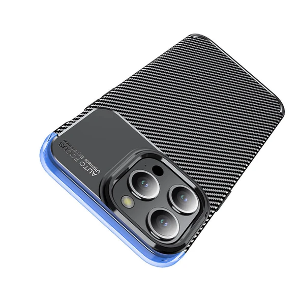 Huawei P40 Lite Kılıf Karbon Desenli Şık Negro Premium Silikon Kapak Lacivert - 5