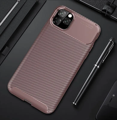iPhone 11 Pro Kılıf Karbon Desenli Şık Negro Premium Silikon Kapak Kahverengi