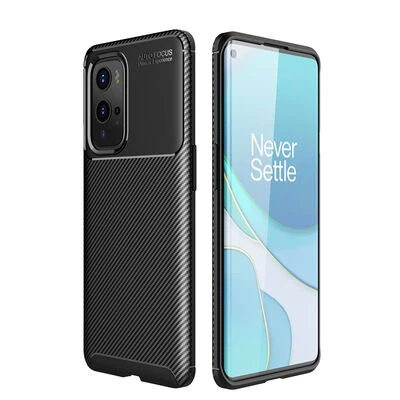 One Plus 9 Pro Kılıf Karbon Desenli Şık Negro Premium Silikon Kapak Siyah