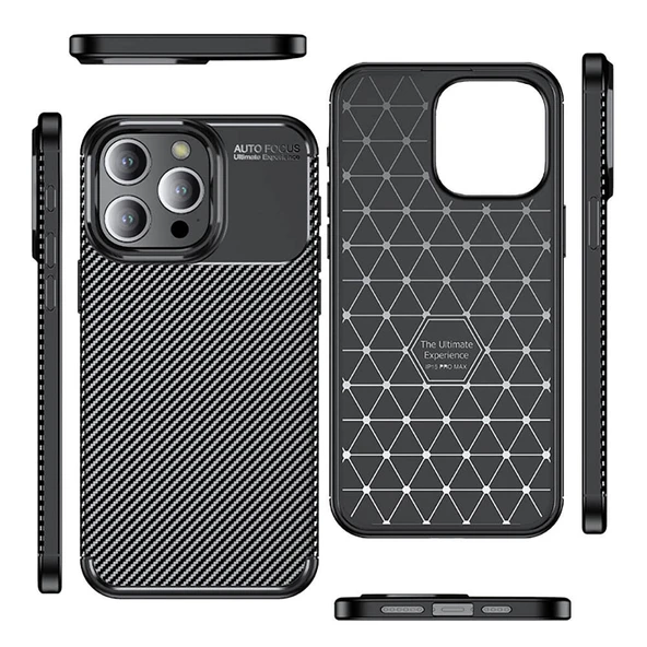 Huawei P40 Lite Kılıf Karbon Desenli Şık Negro Premium Silikon Kapak Lacivert - 3