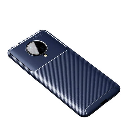Redmi K30 Pro Kılıf Karbon Desenli Şık Negro Premium Silikon Kapak Lacivert