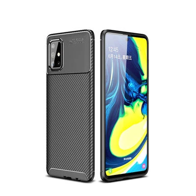 Samsung Galaxy A51 Kılıf Karbon Desenli Şık Negro Premium Silikon Kapak Siyah