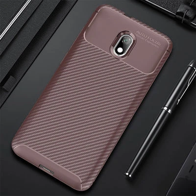 Redmi 8A Kılıf Karbon Desenli Şık Negro Premium Silikon Kapak Kahverengi