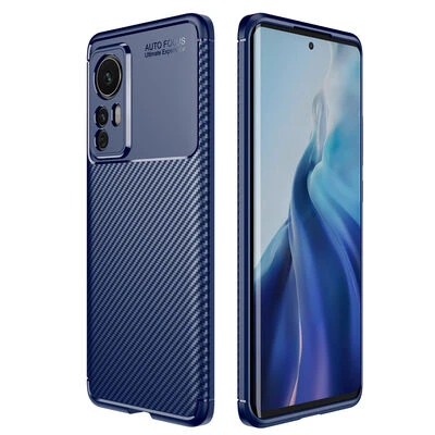 Xiaomi Mi 12 Pro Kılıf Karbon Desenli Şık Negro Premium Silikon Kapak Lacivert