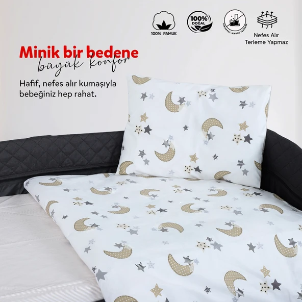 Huggy %100 Pamuk 130x80 Park Yatak Beşik Bebek Nevresim Takımı - 12