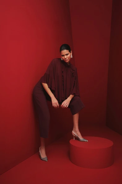 Muggo MİDNİGHT Kadın Sivri Burun Leopar Detaylı Arkası Açık Günlük Klasik Topuklu Abiye Ayakkabı - 2