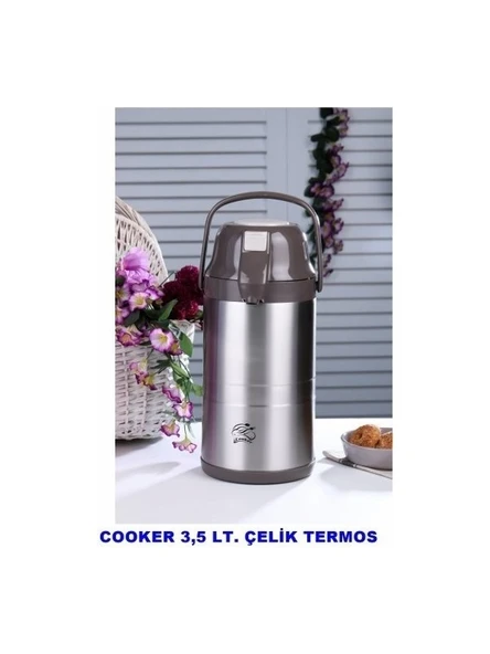 Cooker Pompalı Çelik Termos 3,5 litre