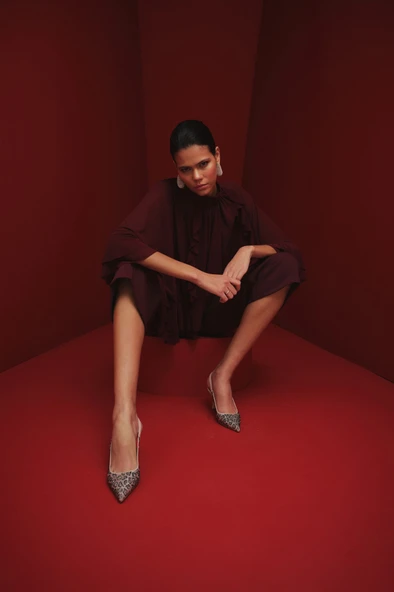 Muggo MİDNİGHT Kadın Sivri Burun Leopar Detaylı Arkası Açık Günlük Klasik Topuklu Abiye Ayakkabı - 3